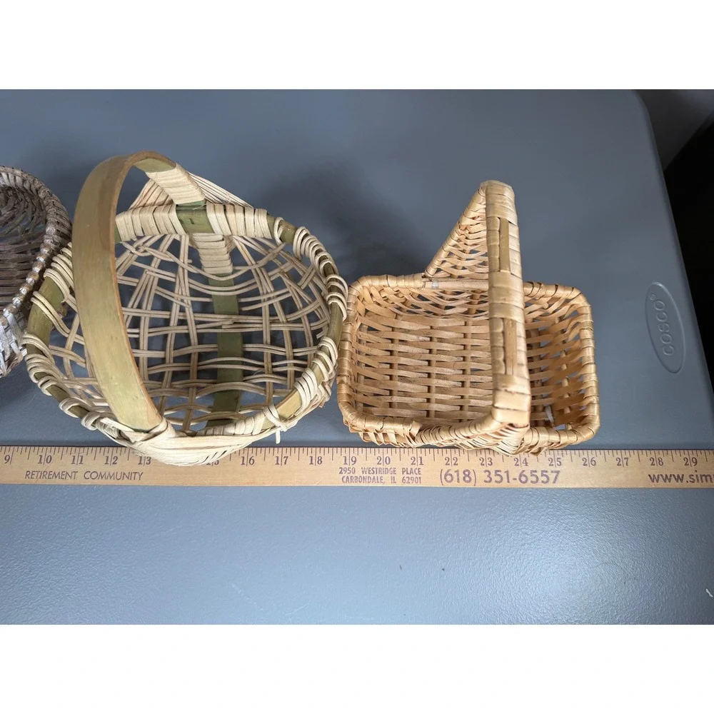 Wicker Basket Set Heart Shaped Round Rectangular Farmhouse Decor Lot 3